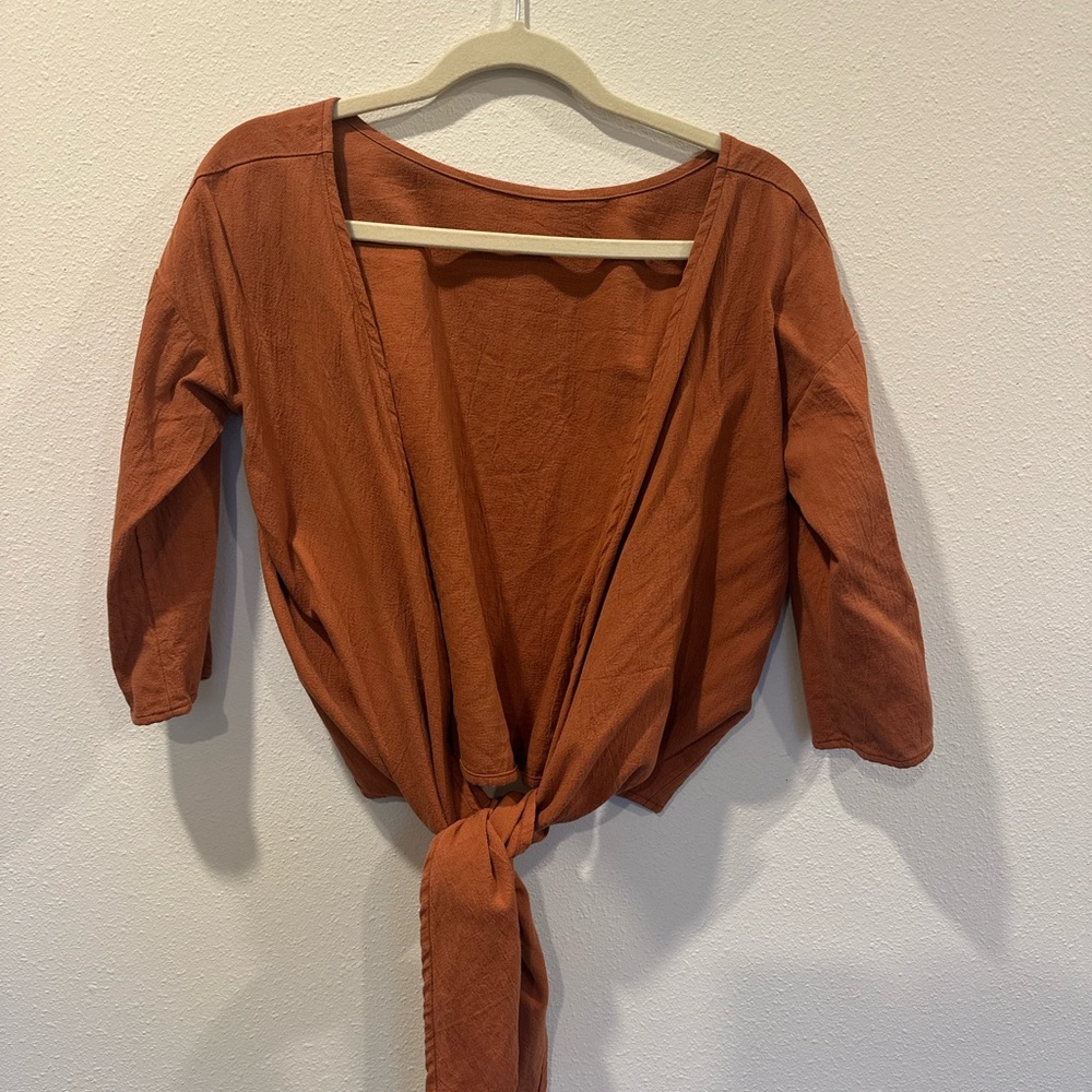 Hack with Design House, Rust Tie-Front Women's Wrap Top, Small